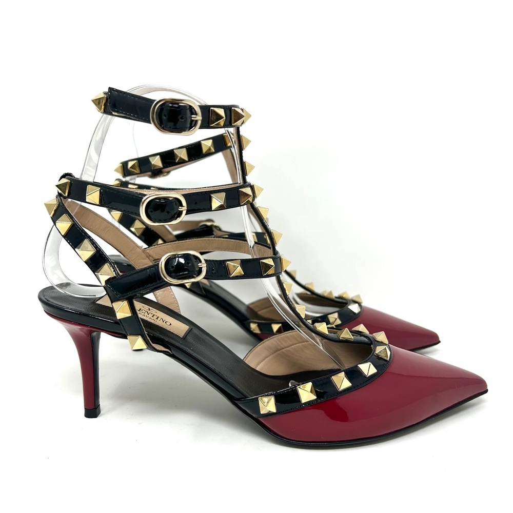 Valentino Red and Black Rockstud Heels